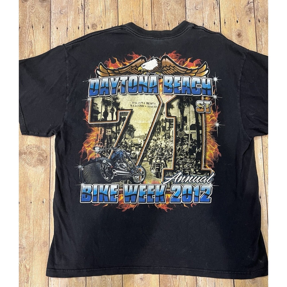 2012 Daytona Bike Week 71st Annual T-Shirt Black Eagle Harley Motorcycle size XL